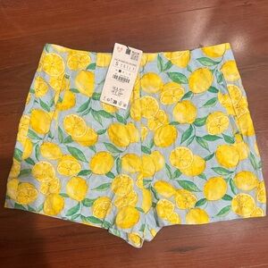 NWT Lemon Print Women's Zara Shorts